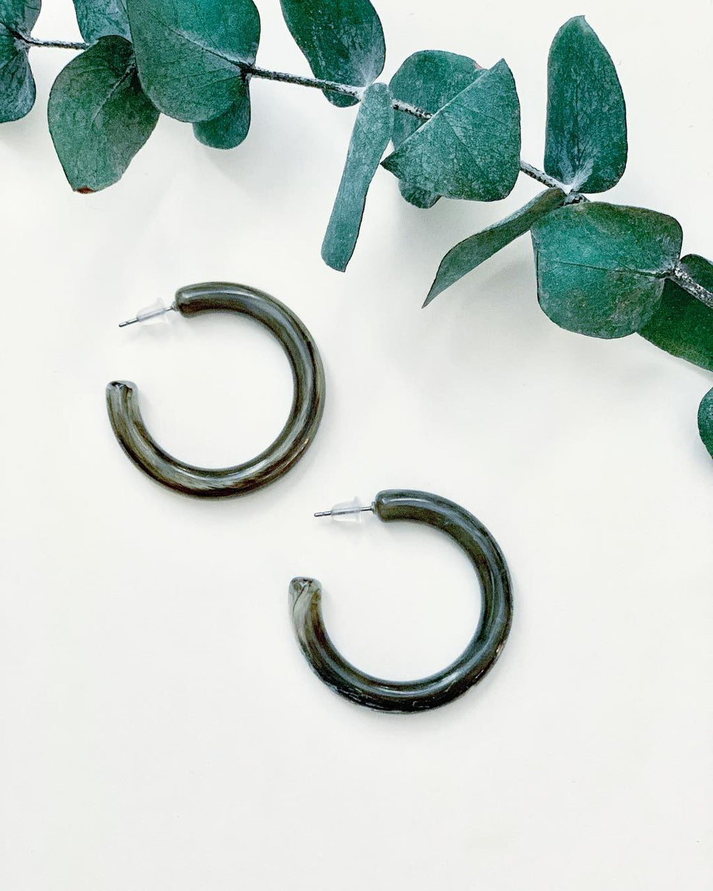 Mini Black Marble Hoops - Resonate Jewelry