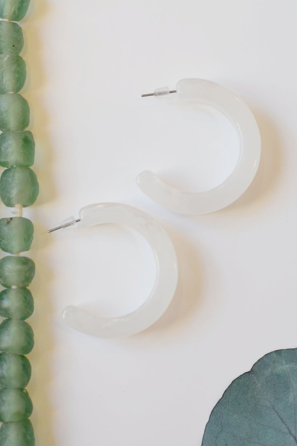 White Crystal Chunky Hoops - Resonate Jewelry