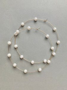 4 Inch Pearl Golden Hoops